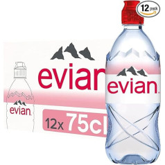 Evian Natural Minerālūdens 750 ml sporta vāciņš (12 x 75 cl)