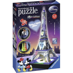 Puzzle 3d ēkas naktī eifeļa tornis Disney