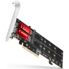 Axagon Pcem2-nd pcie controller x 8, 2x slot m.2 nvme m-key raid support for non-bifurcation boards, included, sp & lp