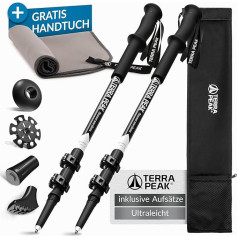 Terra Peak® Teleskopiskās pārgājienu nūjas Ultra Light Carbon vai Aluminium Komplektā iekļauts mikrošķiedras dvielis Trekinga nūjas Nūjošanas nūjas vīriešiem un sievietēm Gumijas bufera komplekts Pārgājienu piederumi