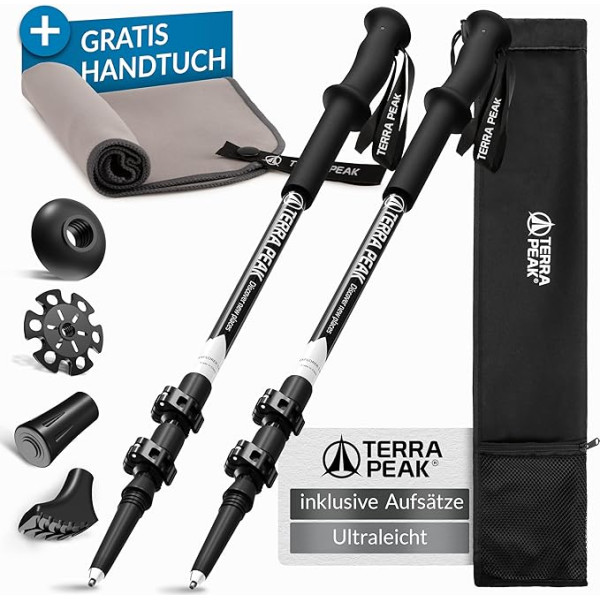 Terra Peak® Teleskopiskās pārgājienu nūjas Ultra Light Carbon vai Aluminium Komplektā iekļauts mikrošķiedras dvielis Trekinga nūjas Nūjošanas nūjas vīriešiem un sievietēm Gumijas bufera komplekts Pārgājienu piederumi