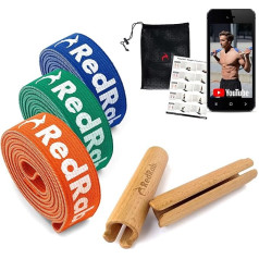 Red Rab Resistance Bands - Resistance Bands Strength Training - Fitness Band Individually or in Set with Wooden Handles - Resistance Band, Pull-Up Bands, Pull Up Band, Pull-Up Band, Resistance Band