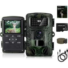 HAZACAM Wildlife Camera, 48MP Wildlife Cameras with 32GB Memory Card, Wildlife Camera with Motion Sensor, Night Vision, Outdoor Night Vision Camera, Recording Animals, Animal Observation Camera, Night