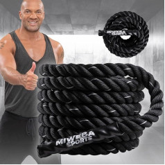 Miweba Sports Battle Rope BR100 | 9 m / 12 m - Treniņu virves diametrs 40 mm - Kaujas virve - Šūpoles - Fitnesa virve - Kaujas virves - Fitnesa virve - Triecienvirve - Šūpoles - Sporta virve - Sporta virve - Iekštelpās