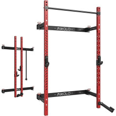 ZERELEK Squat Rack Wall Foldable, Pull-Up Dip Station līdz 455 kg slodzes ietilpībai, Power Tower ar Pull-Up stieni pie sienas, Power Station for Home, Half Rack