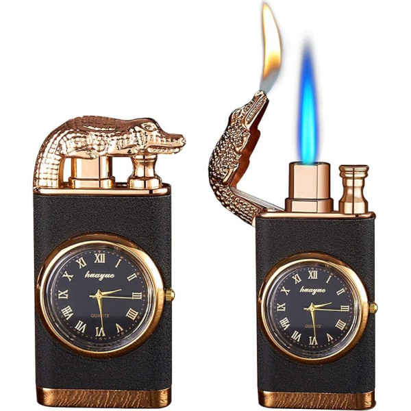 2 Magic Double Jet Flame Lighter, Crocodile Lighter Vēja necaurlaidīgs vējdrošs vējdrošs šķiltavas Vēja necaurlaidīgs Dual Arc Lighter gāzes šķiltavas Dāvanu ideja Camping Adventure (bez gāzes)