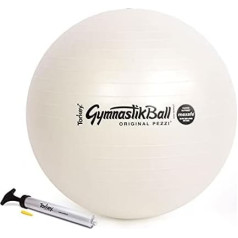 Oriģinālā PEZZI Maxafe bumba 75 cm Pearl White ar PEZZI Pump vingrošanas bumbu