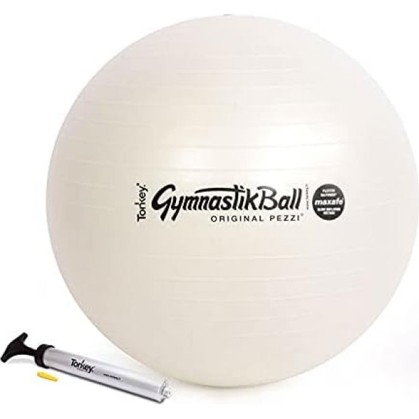 Oriģinālā PEZZI Maxafe bumba 75 cm Pearl White ar PEZZI Pump vingrošanas bumbu