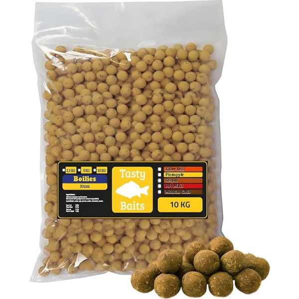 EUROCATCH Tasty Baits Boilie 20 mm karpu ēsma - neatvairāma karpām - piemērota jebkurai ūdenstilpei - ideāli piemērota garām un īsām sesijām - nedaudz mīkstināta