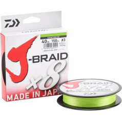 Daiwa J-Braid 8 Braid 0.22mm, 17,0kg/27,5lbs, 300m chartreuse.