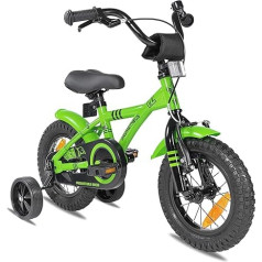 PROMETHEUS® 12 IŅU KIDS VELORIŅŠ ZELTENI ČERNĀ krāsā + ar izturīgiem noņemamiem stabilizatoriem + bremzes atpakaļgaitā | Drošai un bezrūpīgai rotaļai bērniem no 3 gadu vecuma | 12s BMX Edition