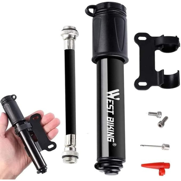 Velosipēdu sūkņi, Mini velosipēdu riepu gaisa sūknis, 100 PSI Fit Presta un Schrader vārsta adata, augsts spiediens riteņbraukšanai, kalnu velosipēdam, skūterim, bumba