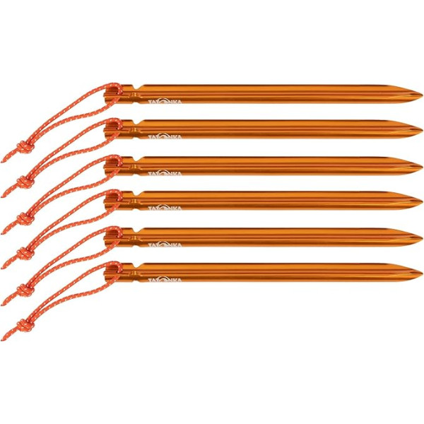 Tatonka Tent Peg Pro 15 cm (Pack of 6) - Ultravieglas alumīnija telts naglas ar Y profilu - 19 cm garas un labi redzamas oranžā krāsā - Pack of 6