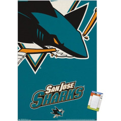 Trends International NHL San Jose Sharks - Logo 14 Sienas plakāts, 37,4 x 56,8 cm, Premium plakāta un pases komplekts