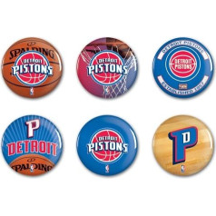 NBA Detroit Pistons WCR67458310 Apaļa poga, 5,1 cm, 6 gabali, 2