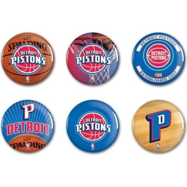 NBA Detroit Pistons WCR67458310 Apaļa poga, 5,1 cm, 6 gabali, 2