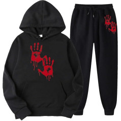 Eauptffy Sieviešu brīvā laika kostīms, Hoodie un sporta bikses, Hoody Set, Blood Splash Horror Tracksuit Set, Hooded divdaļīgs Tracksuit Set, Casual Loose Leisure Suit, Fashion, Winter Activewear, Running