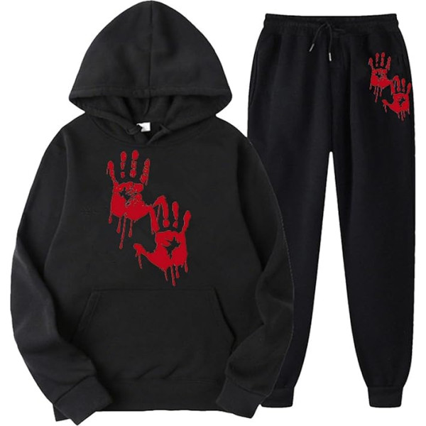 Eauptffy Sieviešu brīvā laika kostīms, Hoodie un sporta bikses, Hoody Set, Blood Splash Horror Tracksuit Set, Hooded divdaļīgs Tracksuit Set, Casual Loose Leisure Suit, Fashion, Winter Activewear, Running