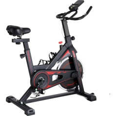 Velo trenažieris ar 10 kg spararatu, fitnesa velosipēds mājās, regulējama pretestība, LCD monitors, ar sirdsdarbības ritma monitoru, ūdens pudeles turētājs, iPad turētājs, iekštelpu fitnesa velosipēds, 150 kg slodzes ietilpība