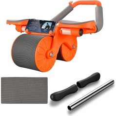 Chihope Automātiskais atsitiena vēdera rullītis, 2 in 1 ab Roller Abdominal Trainer, vēdera trenažieris Roller Wheel Core Trainer fitnesam mājās, Core Strength Training Wheel ar laiku un paklājiņu