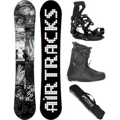 Airtracks Pixel Bomb sniega dēļu komplekts Wide Carbon Snowboard Flat Rocker + Soft Binding Master + zābaki + SB Bag 148 153 158 163 cm