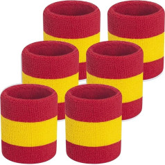 ONUPGO Pack of 6 Sweatband Wrist Bracelets for Men and Women - Sporty Cotton Terry - Absorbent Sweatbands for Tennis, Basketball, Running, Football