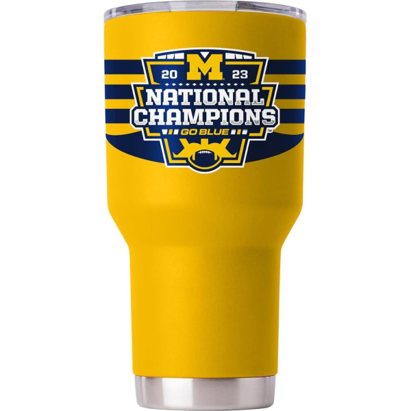 Gametime Sidekicks Michigan Tumbler 30 Oz oficiāli licencēts 18/8 nerūsējošā tērauda dubultsienu vakuumizolācijas UV LED logotips saglabā karstu/aukstu - 2023 Nacionālie čempioni - FBA