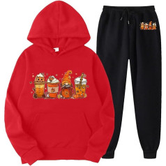 Eauptffy Sweatsuit Set dāmas, Hoodie džemperis un garas bikses, Hoodie Suit Halloween drukāt Sweatpants Set Hooded divu gabalu Tracksuit Casual Loose Lounge Set Ziemas modes sporta komplekts Jogger