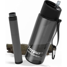 joypur Outdoor Survival ūdens filtrs, pārgājienu ūdens pudele ar filtru, [650 ml] ar 1500 L filtra ietilpību, novērš 99,99% baktēriju un filtrē vīrusus, daļiņas un smagos metālus