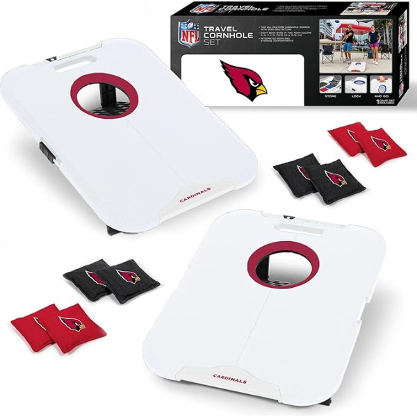 Wild Sports NFL Arizona Cardinals Pro Football All-Weather Cornhole Set - ceļojumu maisu ar pupiņām mešanas komplekts satur 8 maisus ar pupiņām