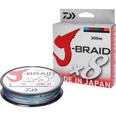 Daiwa, J-Braid X8, 300 m, daudzkrāsains, Dm:0,51 mm