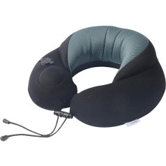 Mimoqk Comfortable Airplane Pillow | Ceļojumu spilvens | Piepūšamais ceļojumu spilvens | Regulējams kakla atbalsts, ātras piepūšanas mehānisms un viegli tīrāms pārvalks maksimālam komfortam