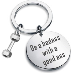 Zuo Bao Funny Fitness Trainer Juvelierizstrādājumi Dumbbell Bodybuilding Atslēgu piekariņš Be A Badass With A Good Ass Keyring Gym Workout Jewellery, Medium, Metal