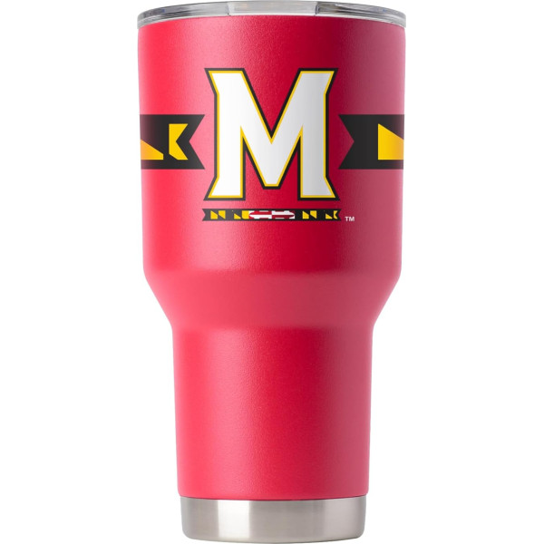 Gametime Sidekicks Maryland Terrapins 30oz Red Mug - oficiāli licencēts 18/8 nerūsējošā tērauda dubultsienu vakuumizolācijas krūzītis ar UV LED apdruku un logotipiem, nesatur sviedrus, saglabājas karsts/auksts - 360 grādi