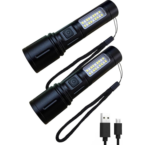 GUODSKHOO 2 Pack LED uzlādējams īpaši spēcīgs COB 6 režīmi lukturis garāžai, kempingam, pārgājieniem, avārijas gadījumiem