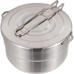 Tērauda pusdienu pārtikas katli ar salokāmu rokturi Kempings Cooking Lunchbox Cookware piknikiem ārā atkārtoti lietojams