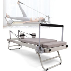 Salokāms Pilates Reformer, Pilates Reformer mašīnu aprīkojums, 3 pārnesumi, regulējams, līdz 200 mārciņu svara ietilpība, mājas apmācībai