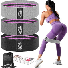 Bands Set of 3 Non-Slip Bands for Buttocks, Thighs, Squats with Workout for Home, Gym and Yoga, Workout (B)