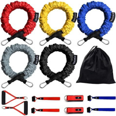 CoiTek pretestības joslu komplekts, 14 gabali Expander Tubes Bands Band Band Fitness Bands 20 lbs līdz 40 lbs Treniņu lentes ar neilona piedurknes rokturi Durvju enkura josla līdz 150 lbs