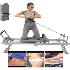 Pilates Reformer mašīnu komplekts, salokāma Pilates ierīce mājas apmācībai, Pilates Reformer stiepšanās treniņu gulta, iesācējiem un pieredzējušiem lietotājiem