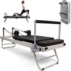 Pilates Reformer mašīna - daudzfunkcionāla salokāma jogas gulta fitnesa iesācējiem un pieredzējušiem lietotājiem - 120 kg svara ietilpība - salokāms pilates aprīkojums