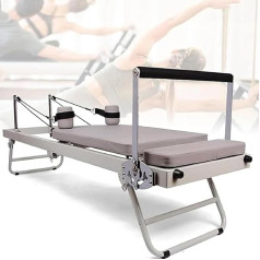 Pilates Reformer mašīna, salokāms Pilates aparāts mājas apmācībai, salokāms Pilates Reformer tērps, paredzēts reformerim, ķermeņa izturības, stiepšanās, līdzsvara vingrinājumiem, treniņiem, pelēks