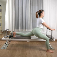 Salokāma Pilates Reformer mašīna, Pilates treniņu ierīce ar 2 in 1 (metāla pretestības atsperes un lateksa caurule), iekštelpu treniņu ierīce mājām, Pilates gulta mājas trenažieru zālei