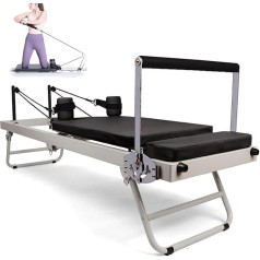 FZSERUN Pilates mašīnu aprīkojums, salokāms Pilates Reformer, daudzfunkcionāla saliekamā jogas gulta, fitnesa aprīkojums, līdz 120 kg svara ietilpība