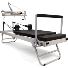 RVUEM Daudzfunkcionāls Pilates Reformer, salokāms Pilates mašīna, Pilates gulta ar regulējamu intensitāti, jogas mācību aprīkojums, jogas gulta, apmācībai mājās un sporta zālē