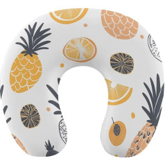 LHJKB U formas ceļojumu spilvens Memory Cotton U formas kakla spilvens Orange and Pineapple Printed Lightweight Portable Ideāli piemērots lidmašīnas krēslam, automašīnai, mājai, birojam