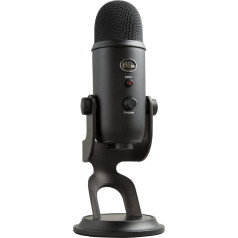 Blue Microphones Yeti USB mikrofons blackout (ierakstīšanai un straumēšanai uz PC un Mac, trīs kondensatora kapsulas, četri polaritātes modeļi, austiņu izeja un skaļuma regulēšana Plug and Play)