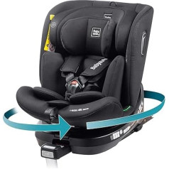 BABYAUTO - Aitana bērnu autokrēsliņš 360° rotējošs ISOFIX ar atbalsta bāzi - bērnu autokrēsliņš 0+/1/2/3 grupas (0-36 kg/0-12 gadi) ar iSize - 5 punktu drošības jostu - melns