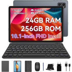 BESTTAB A20 planšetdators ar tastatūru, spēļu planšetdators, 10 collas, Android 14 planšetdators, Octa-core, 24GB RAM + 256GB ROM (2TB TF), 5G WiFi planšetdators, 1920x1200 FHD+IPS, 8MP + 5MP kamera, 5000mAh