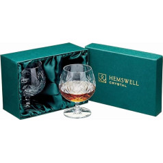 Hemswell Crystal Cognac Swivels Set of 2 European Cognac Glasses 8.5 oz - Digestif Glasses Ideal for Brandy and Cognac - Satin Presentation Box - Glenrigg Design